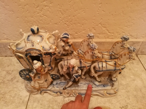 Escultura Porcelana Caballos Reveron Bronce Adorno