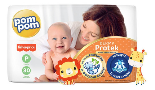 Imagem 2 de 7 de Fralda Pom Pom Derma Protek Jumbo P 30un