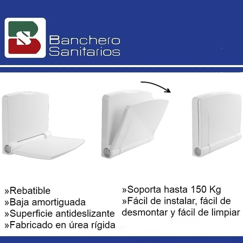 Imagen 4 de 8 de Asiento Para Ducha Rebatible Caída Amortiguada Ideal P