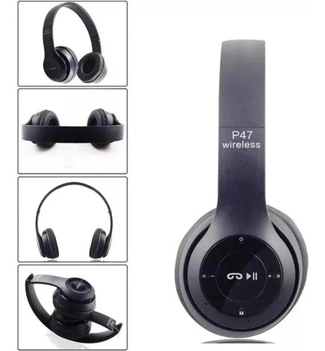 Fone de ouvido over-ear sem fio Over-Ear P47 P47 preto