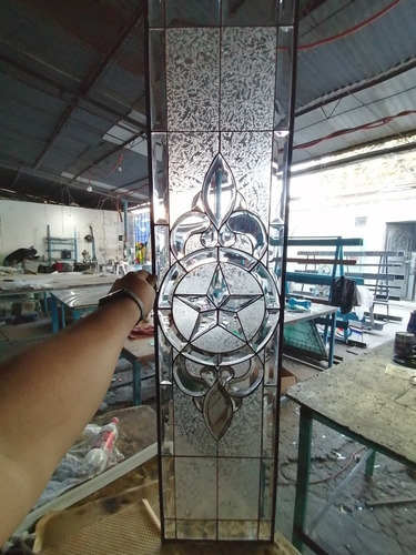 Imagen 3 de 3 de Vitral En Cinta De Cobre Con Cristal Biselado