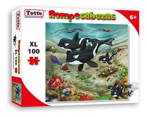 Rompecabezas Totte Familia De Orcas 100 Piezas Extra Grandes