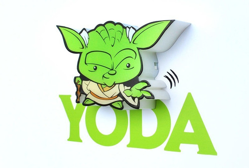 Lampara Mural 3d Mini Maestro Yoda Star Wars
