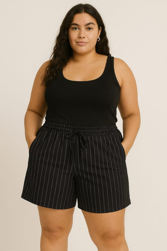 Shorts Tallas Extra Mujer Plus Size Frescos Casuales Negro