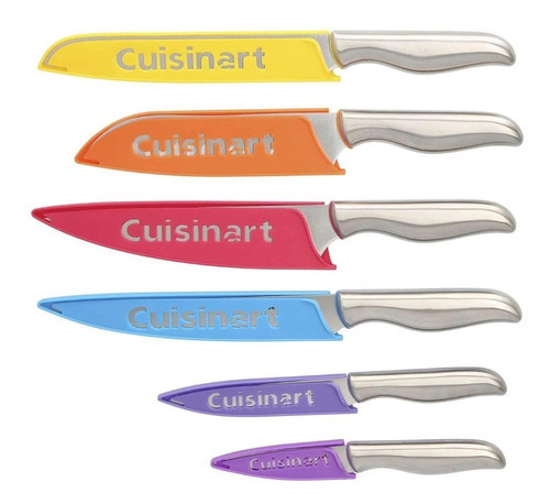 Set De Cuchillos De Acero C/ Protectores Cuisinart C77-12pcs Color Plateado