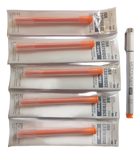 Estilografo Copic 0.3 Naranja Sp Multiliner + 5 Recargas