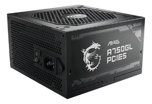 Fonte de alimentação preta Msi Mag A750gl Pcie5 750w