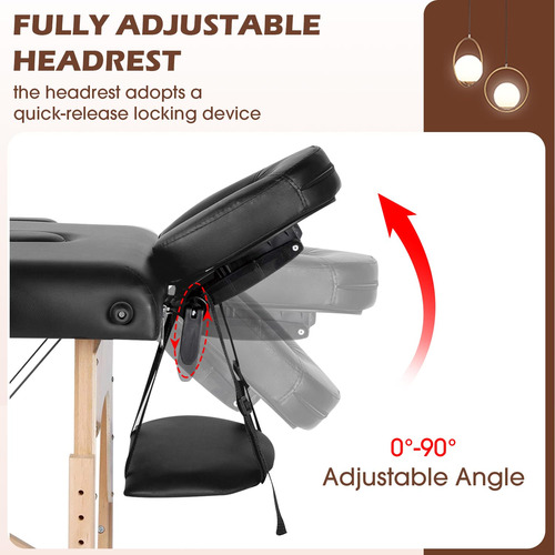 Cama De Masaje Portátil 24 Plegable Altura Ajustable Spa