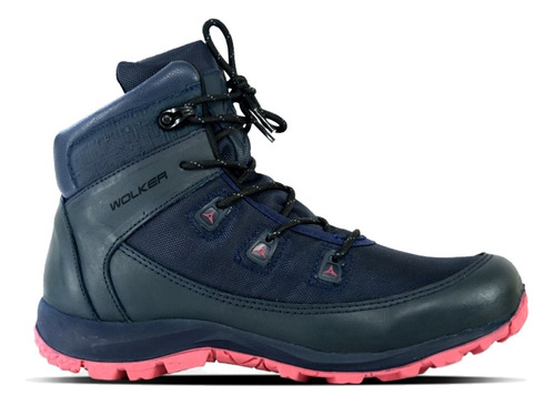 Botas Outdoor Para Mujer, Wolker Jumper Azul / Rosado, Cuero