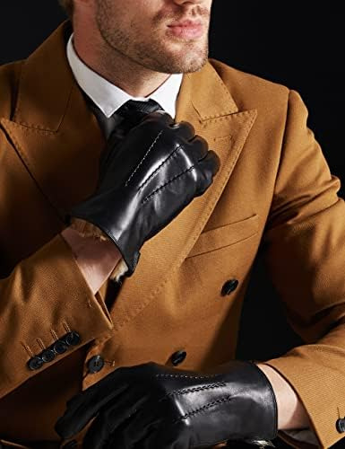 Ocxmme Guantes De Cuero Para Hombre De Piel De Conejo Muy Cá