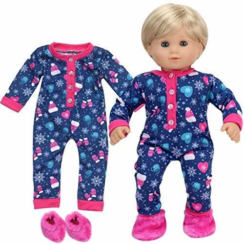 15 Inch Baby Doll 2pc Pj Set |one Piece Pajama W- Pink & Blu