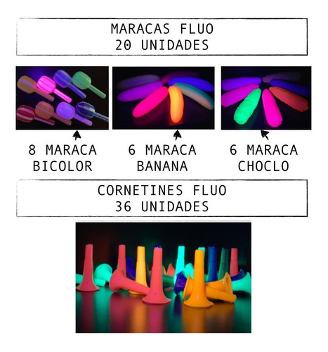 Combo Cotillon Luminoso + Carioca Fluo 150 Personas Fiesta