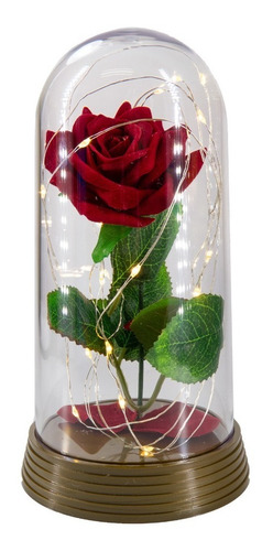 Luminária Cúpula Redoma A Bela E A Fera Rosa Osíria Cúpula Rosa Vermelha Estrutura Ouro-envelhecido