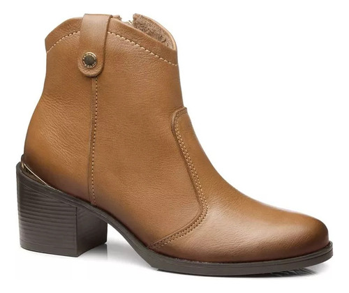 Botas Femeninas Cuero Pegada Marron Invierno Calidad 