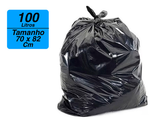 Saco De Lixo 100 Litros Leve 100 Unidades - Preto