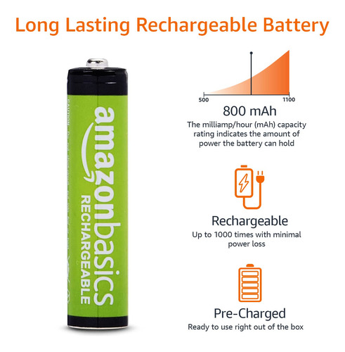 Baterías Recargables Amazon Basics Aaa Nimh 800 Mah X24