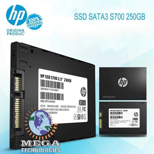 Imagen 3 de 3 de Disco Duro Ssd 250gb Solido Hp S700 Sata 3 2.5 560mb/s 3d
