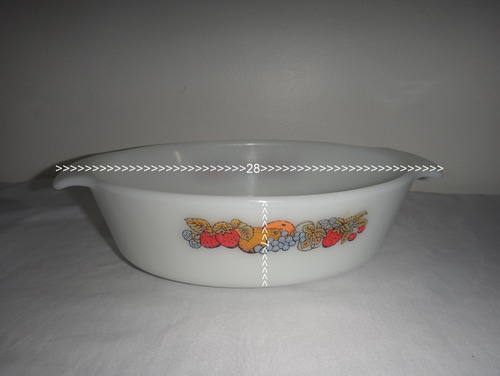 Refractario Pyrex Ovalado Importado Blanco Estampado Frutas