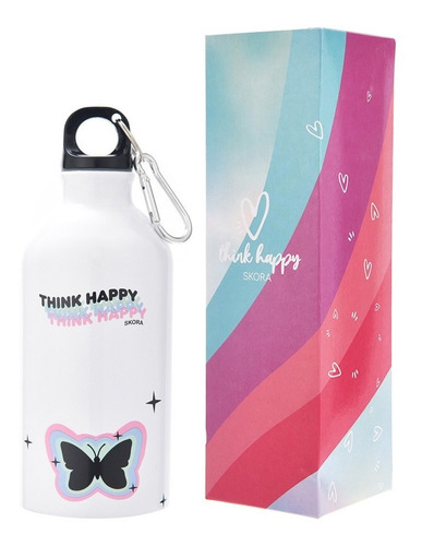 Botella Acero Inoxidable Skora Think Happy Mariposa 400ml 