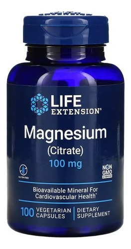 Magnesium Citrate - 100mg - 100caps - Life Extension Sabor Sin Sabor