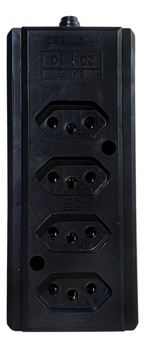 Kit 1 Tomada Barra Quadrupla 20a + Plugue Macho 10a 2 Pinos