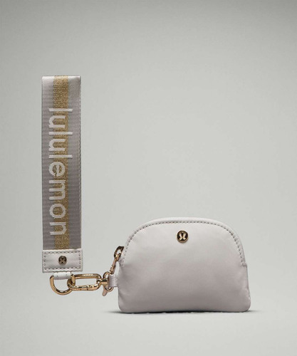 Lululemon Dual Pouch Wristlet, Cartera Gym Color Rosa Blanco Dorado Diseño De La Tela Liso