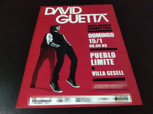 (pd331) Publicidad Clipping David Guetta Villa Gesell * 2012