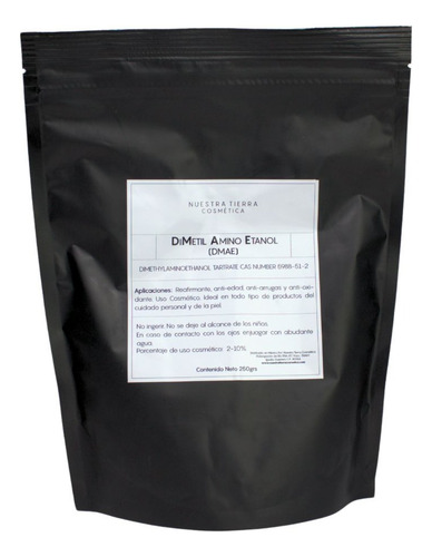 Dimetil Amino Etanil DMAE Polvo Grado Cosmetico 250grs Momento de aplicación Día/Noche Tipo de piel Todo tipo de piel