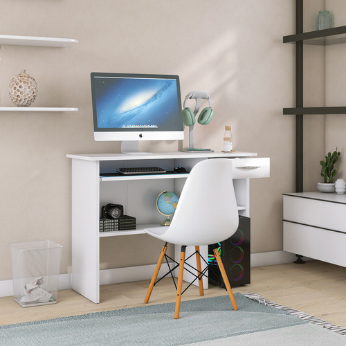 Escrivaninha Shirley Base De Teclado E Gaveta Casa Home Off