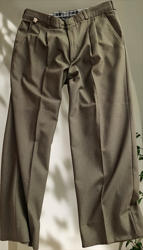 Pantalon Vestir Toche Hombre 42 Pinzado Verde Oscuro - Usado