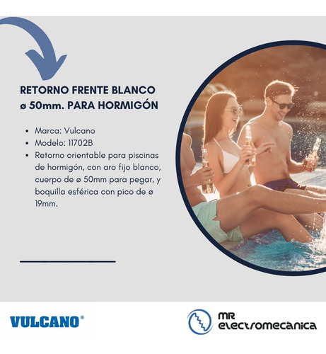 Imagen 4 de 10 de Retorno Vulcano Blanco Pegar Pileta Hormigón 11702b X 3 Un.