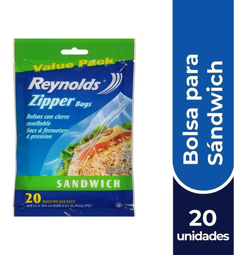 Imagen 1 de 1 de Reynolds Bolsa Con Cierre Sándwich X20 (14,9x16,5cm)