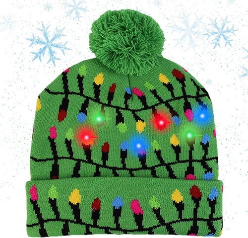 Gorro Con Luces Navideñas Tipo Suéter Navidad Con Luces Led