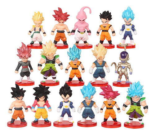 Juego De 16 Piezas De Figura De Accion De Dragon Goku, 3 Pul