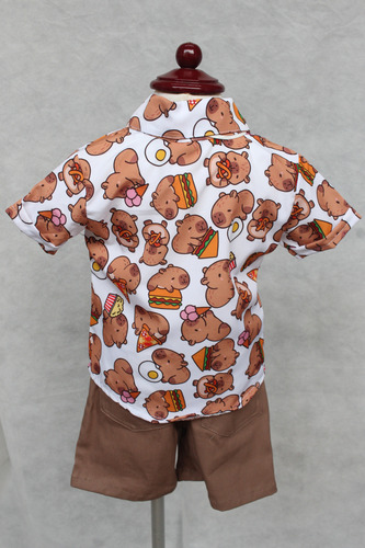 Conjunto Capibara Niño: Playerita, Moño Y Short 3 Piezas