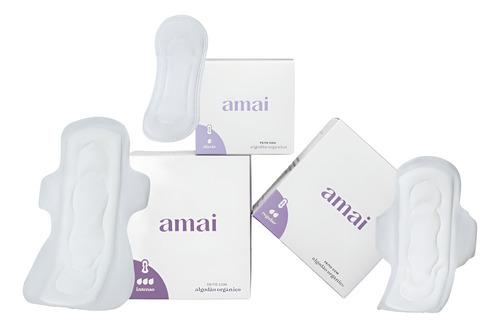 Amai, Kit Absorventes, Algodão Orgânico, Fluxos Variados