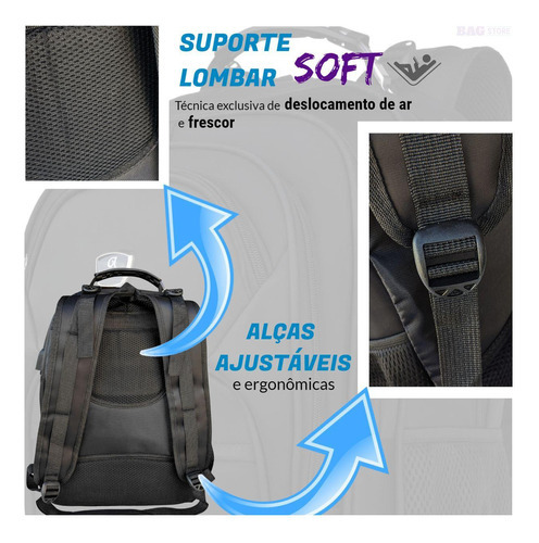 Mochila Masculina Reforçada Escolar Viagem Pronta