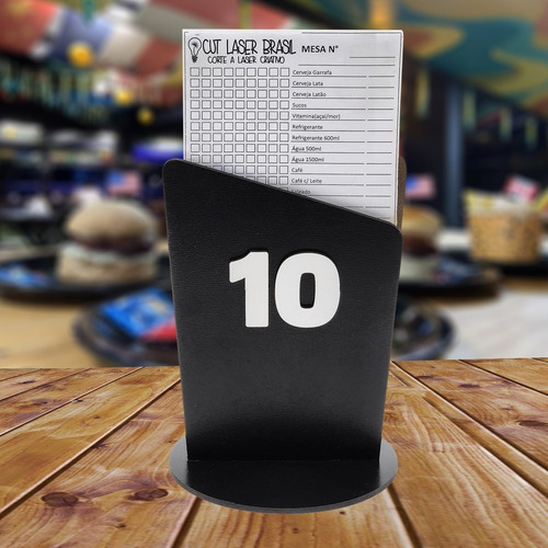 Porta Comanda Em Mdf Preto Numeros Para Mesa. Kit 20 Unidade