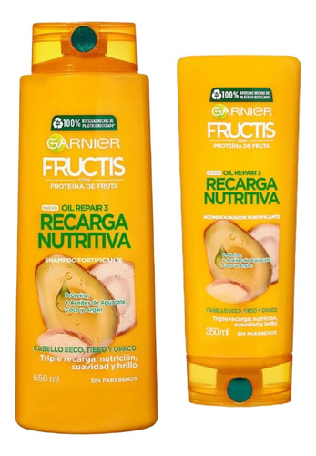 Pack Shampoo + Acondicionador Fructis Recarga Nutritiva 1lt