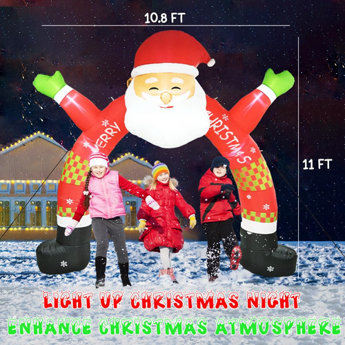 Arco Inflable De Papá Noel Iluminado 3.4 Metros Navidad