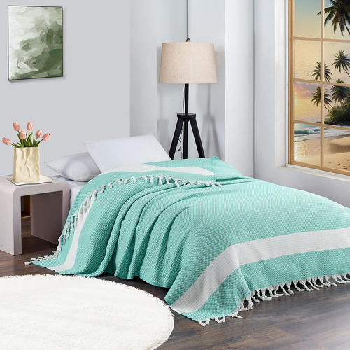Manta De Cama Extra Grande, Ligera, Verde, Queen/full