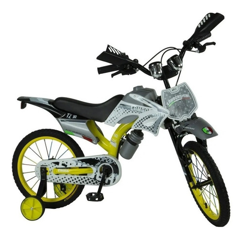 Imagen 2 de 2 de Bicicleta infantil Dencar Lamborghini 7111 R16 color amarillo con ruedas de entrenamiento
