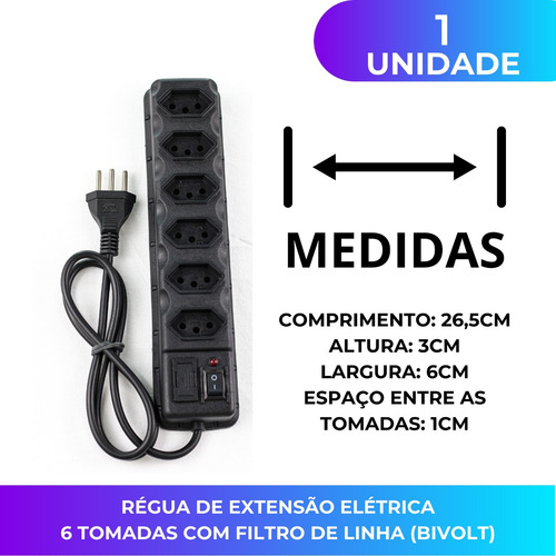 Filtro Linha de 6 tomadas Bivot