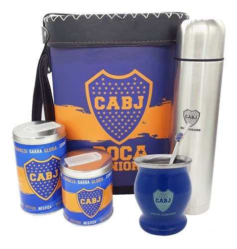 Genial Set Matero Con Mate De Acero Inoxidable Boca Juniors