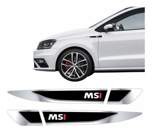 Kit Emblema Vw Polo Virtus Gol Msi Aplique Lateral Adesivo