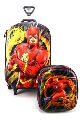 Imagem 1 de 9 de Mochilete Flash Liga Da Justiça 3d Lancheira Maxtoy 2813cm20