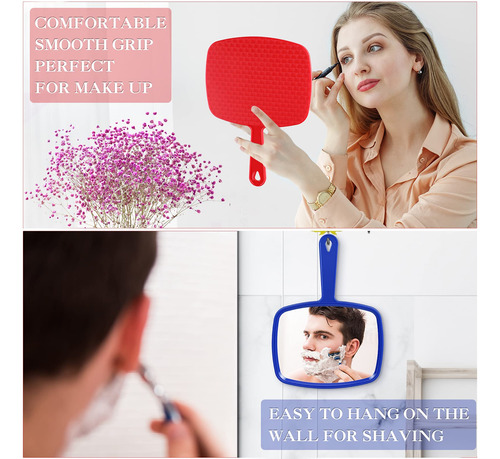 3 Pieces Hand Mirror Handheld Cosmetic Mirror With Handle, M
