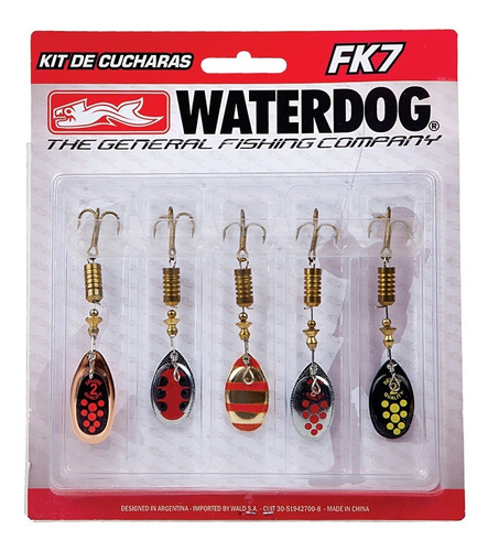 Kit De 5 Señuelos Waterdog Cucharas Numero 2 Voladoras
