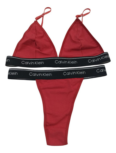 Conjunto Bralette Celi Alg.jersey + Less (art Calvin) Rojo Jersey 95