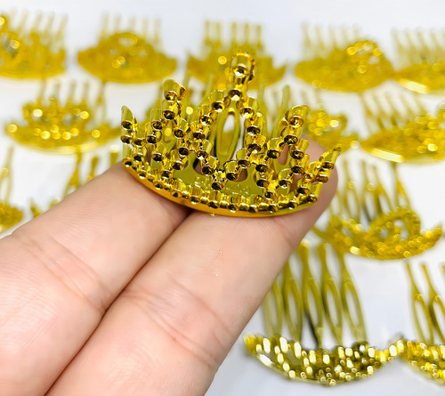 Coroa China Mini Coroa Desenhomini Coroa Do Princesa Cor Dourada - 200 Unidades Por Kit